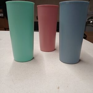 Set of Three Vintage Tupperware Colorful Tumblers